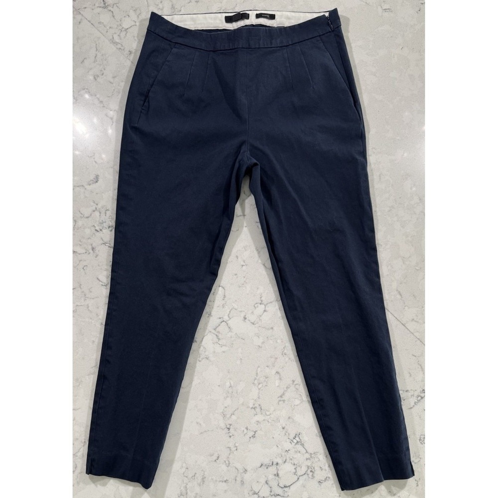 J.Crew Martie‎ Pants Womens 4 Navy Blue Bi-Stretch Cotton Side Zip Trousers Logo